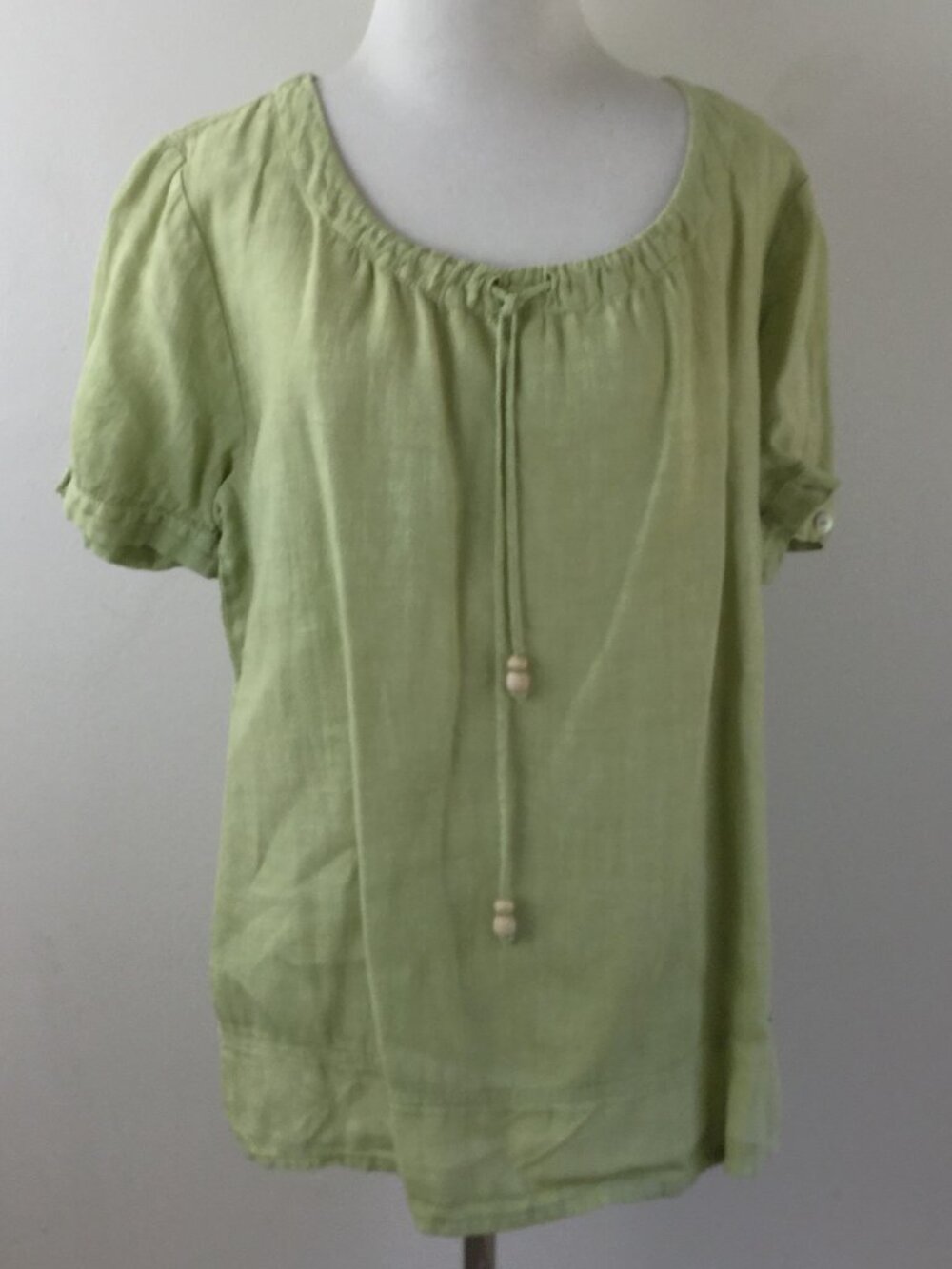 Hot Cotton Sage Linen Blouse m